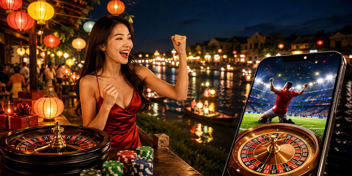Người chơi trải nghiệm Roulette trực tuyến tại chợ đêm Hội An