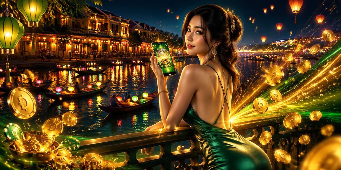 Người chơi tại Hội An trải nghiệm slot game trực tuyến với giao diện đồ họa sinh động