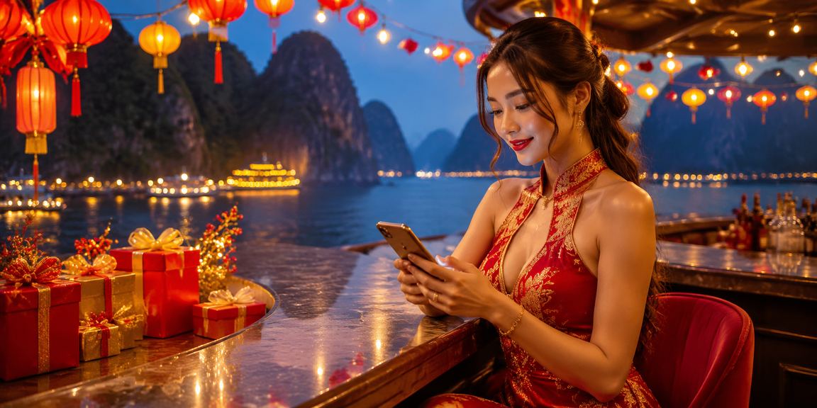 Người dùng tại Ninh Bình thư giãn và kiểm tra khuyến mãi casino trên điện thoại gần bờ nước